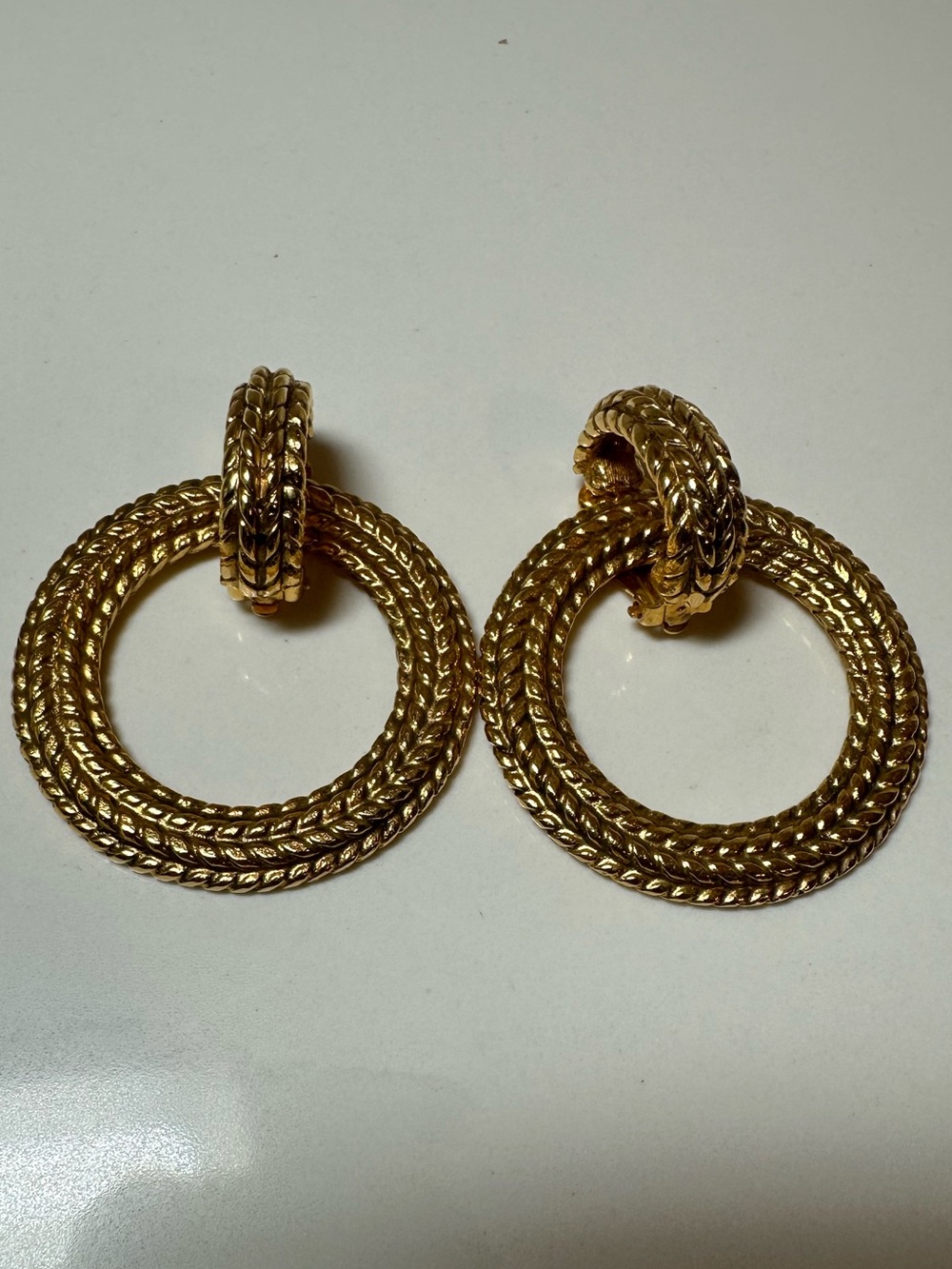 CHANEL Gold-Tone Double Rope Door Knocker Earrings